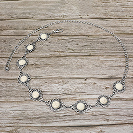 Western Round Turquoise Stone Concho Chain Belt