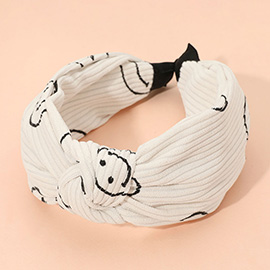 Smile Face Pattern Knot Headband