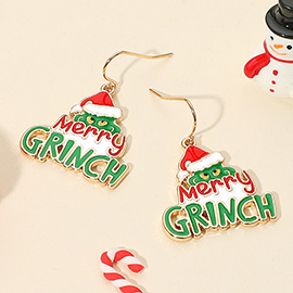 MERRY GRINCH Message Dangle Earrings