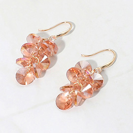 Faceted Stone Cluster Dangle Earrings