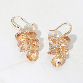Faceted Stone Cluster Dangle Earrings