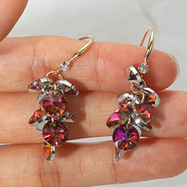 Faceted Stone Cluster Dangle Earrings