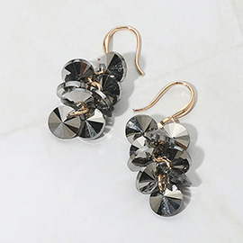 Faceted Stone Cluster Dangle Earrings