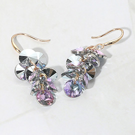 Faceted Stone Cluster Dangle Earrings