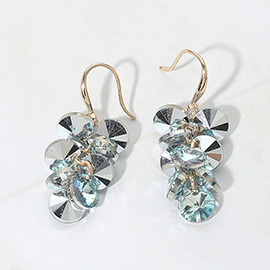 Faceted Stone Cluster Dangle Earrings