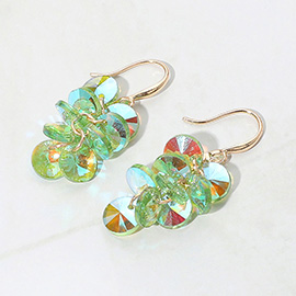 Faceted Stone Cluster Dangle Earrings