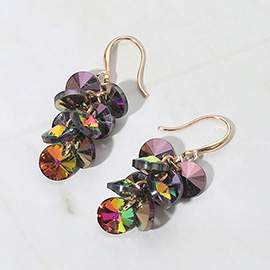 Faceted Stone Cluster Dangle Earrings