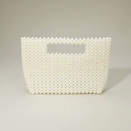 Pearl Beaded Open Top Handbag