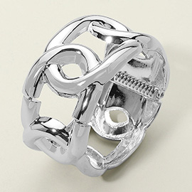 Bold Metal Sculptural Chain Link Hinged Bangle Bracelet