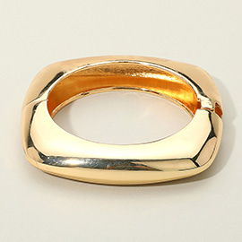 Geometric Square Edge Metal Hinged Bangle Bracelet