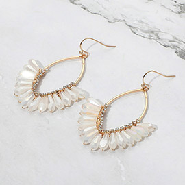 Faceted Long Beaded Open Marquise Fan Dangle Earrings
