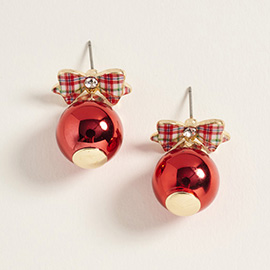 Holiday Bow Festive Ornament Dangle Earrings