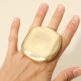 Oversized Brushed Metal Square Stretch Ring
