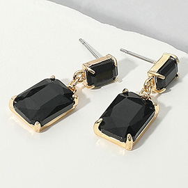 Rectangular Stone Cluster Dangle Evening Earrings