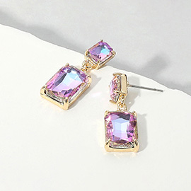 Rectangular Stone Cluster Dangle Evening Earrings