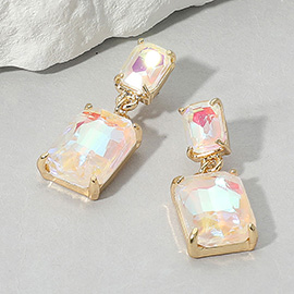 Rectangular Stone Cluster Dangle Evening Earrings