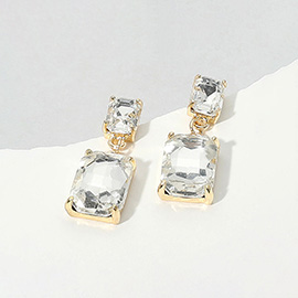 Rectangular Stone Cluster Dangle Evening Earrings