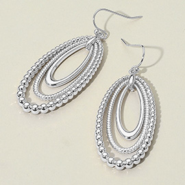 Textured Bead Layered Oval Dangle Earrings