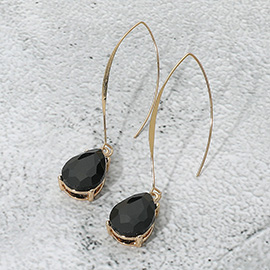 Teardrop Stone Cluster Long Drop Earrings