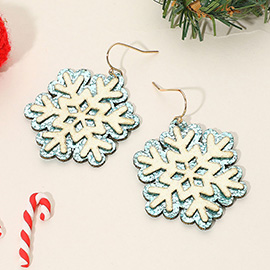 Glittered Snowflake Dangle Earrings