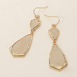 Faux Leather Geometric Plate Drop Dangle Earrings