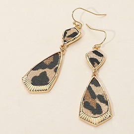 Faux Leather Geometric Plate Drop Dangle Earrings