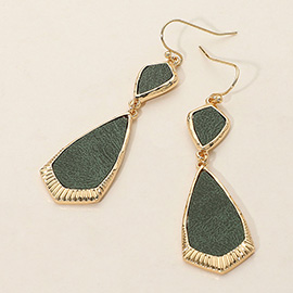 Faux Leather Geometric Plate Drop Dangle Earrings