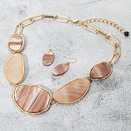 Bold Abstract Sparkled Celluloid Acetate Plate Link Statement Necklace