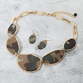 Bold Abstract Sparkled Celluloid Acetate Plate Link Statement Necklace