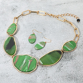 Bold Abstract Sparkled Celluloid Acetate Plate Link Statement Necklace