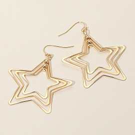 Layered Open Metal Star Dangle Earrings