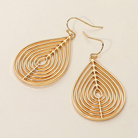 Layered Metal Wire Teardrop Dangle Earrings