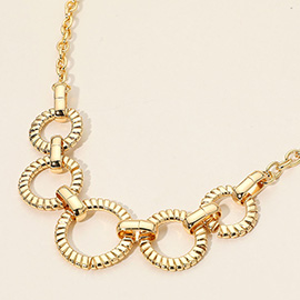 Textured Metal Ring Link Statement Necklace
