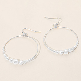 Pearl Beaded Open Circle Dangle Earrings