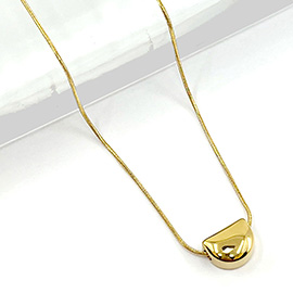 Stainless Steel Mini Half Moon Pendant Necklace