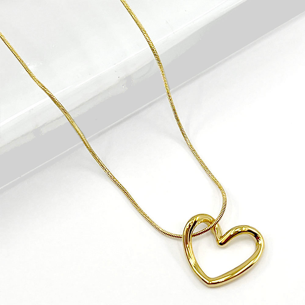 Stainless Steel Open Heart Pendant Necklace