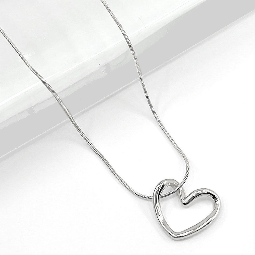 Stainless Steel Open Heart Pendant Necklace