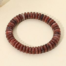 Marbled Flat Disc Beaded Stretch Bracelet
