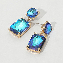 Square Rectangle Link Dangle Evening Earrings