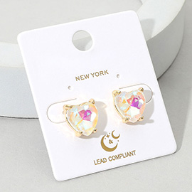 Heart Stone Cushion Stud Earrings