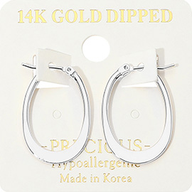 14K Gold Dipped Hypoallergenic Oval Pin Catch Hoop Earring