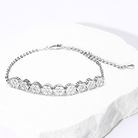 CZ Stone Paved Floral Disc Cluster Adjustable Bracelet