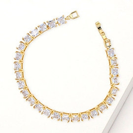Square Cut CZ Stone Tennis Bracelet