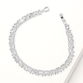 Square Cut CZ Stone Tennis Bracelet