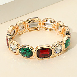Oval Emerald Cut Stone Accented Stretch Bracelet