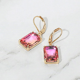 Rectangular Gemstone Drop Dangle Earrings