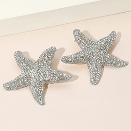 Bold Rhinestone Paved Starfish Earrings