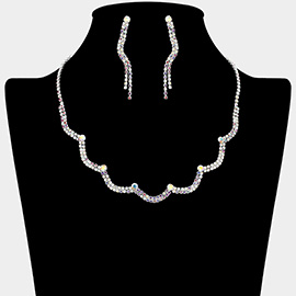 Curved Rhinestone Paved Necklace
