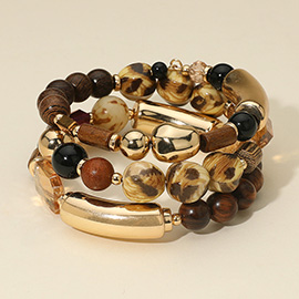 Animal Pattern Multi Beaded Coil Adjustable Bracelet