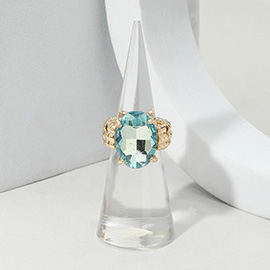 Faceted Oval Stone Cluster Stretch Ring